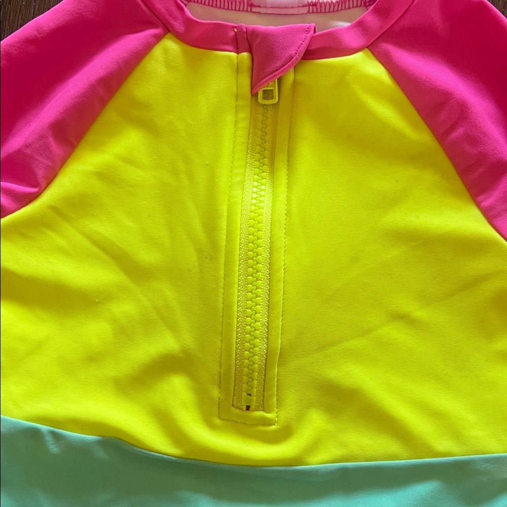 Cat & Jack Pink, Yellow, and Mint Rashguard - Picture 2 of 4